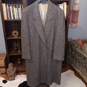 Herringbone Vintage Mens Wool Patterned Overcoat